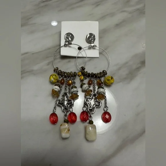Free People Lola Beads loop earrings Boho style - Picture 2 of 3